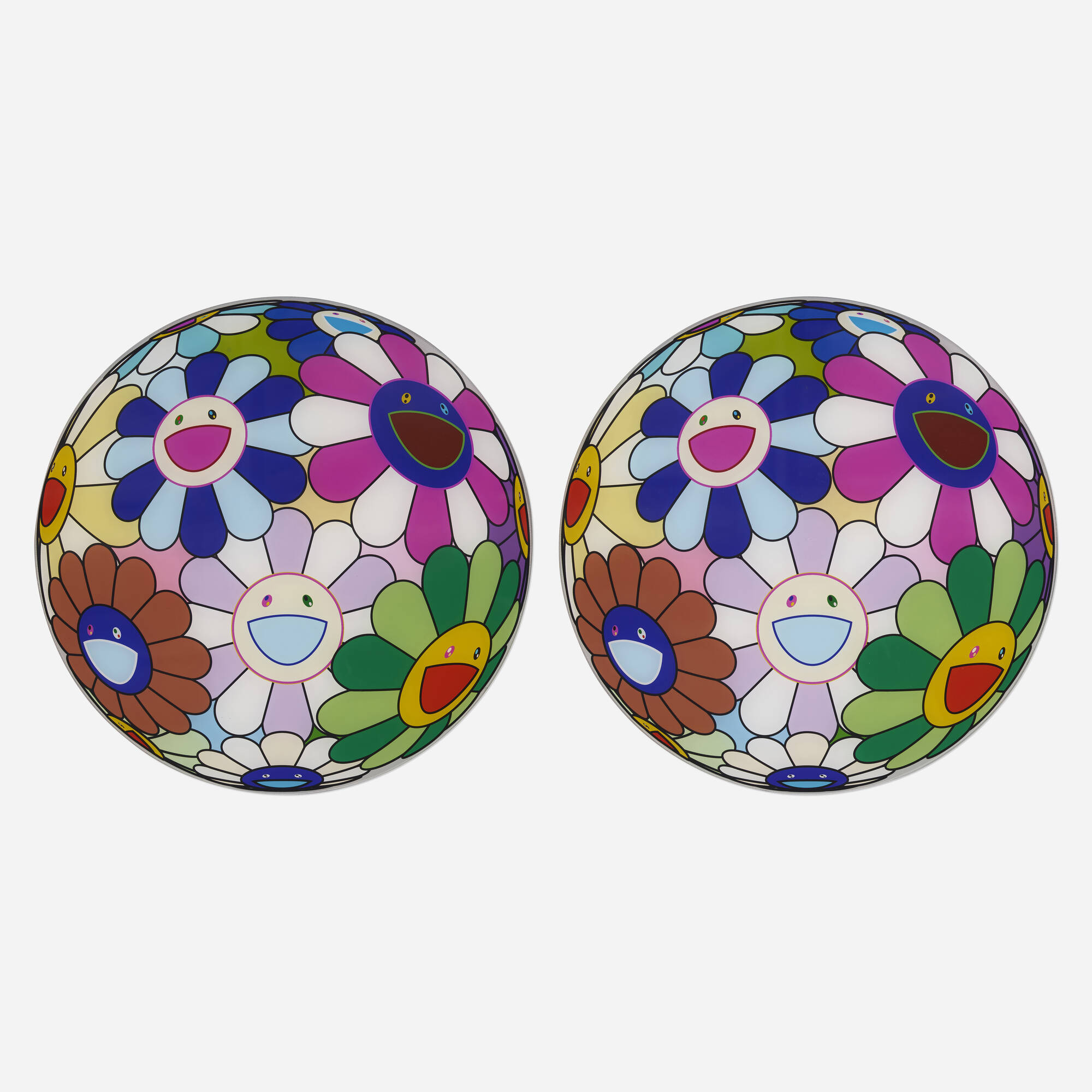 313: TAKASHI MURAKAMI, MOCA Flowerball chargers, set of two < 20, 21 Art:  The LA Edition, 1 August 2023 < Auctions
